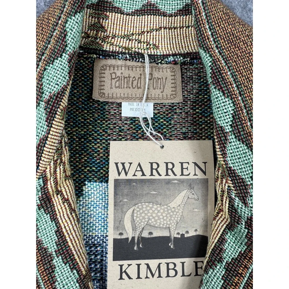Warren Kimble Painted Pony Jacket Womens Medium Noah's Ark Tapestry USA 90's NEW